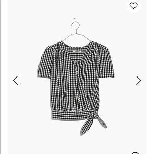 Madewell Short-Sleeve Wrap Top in Gingham Check